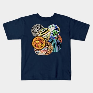 Electric Solar System Space Marbles Kids T-Shirt